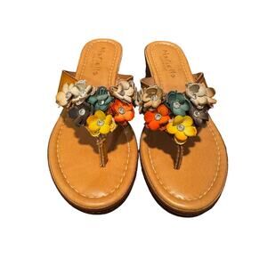 Mariella made in Italy Womens Beautiful Floral Wedge Sandals Size 8